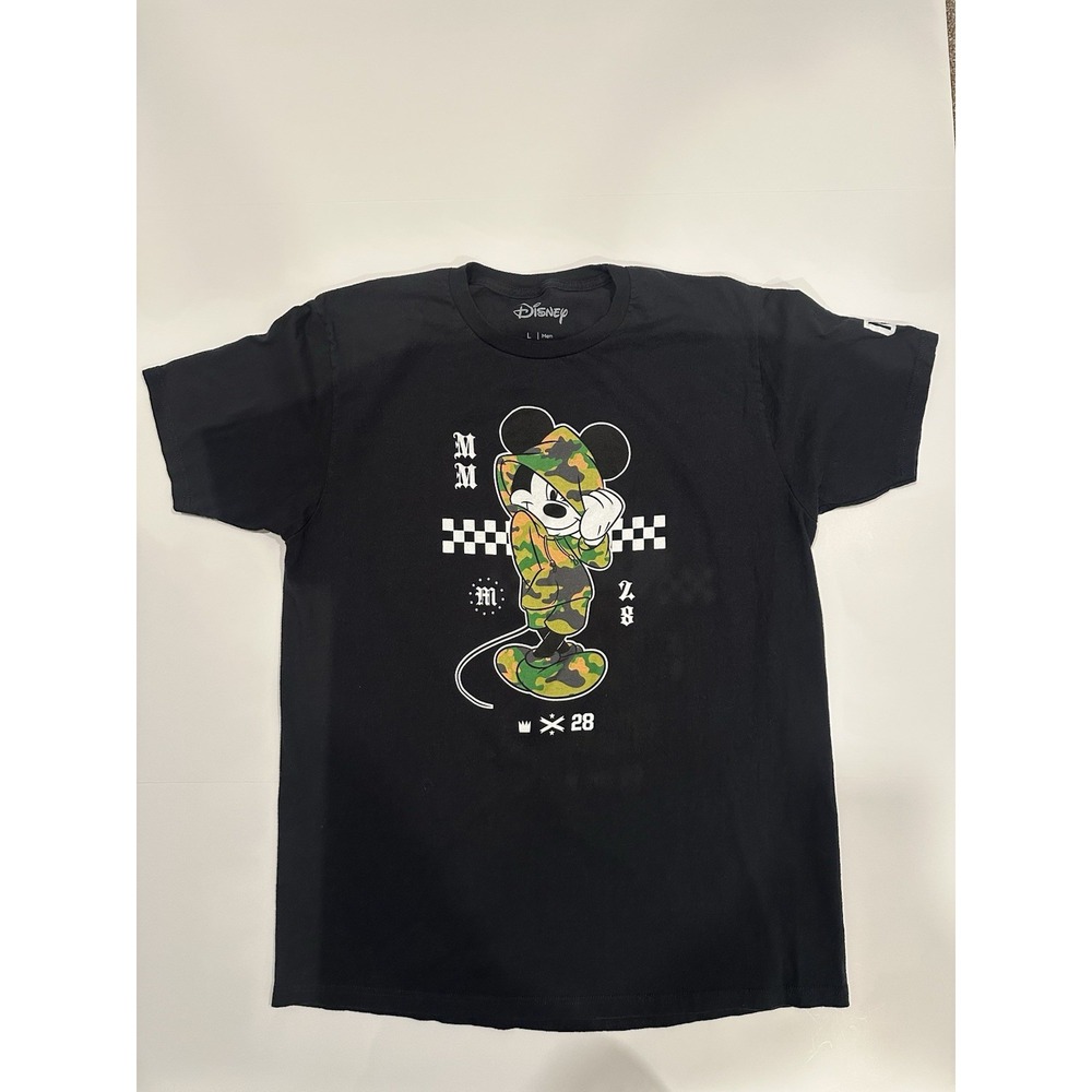 DISNEY COLLAB NEFF x MICKEY MOUSE Large Black T-SHIRT Hype Traditional Camo
